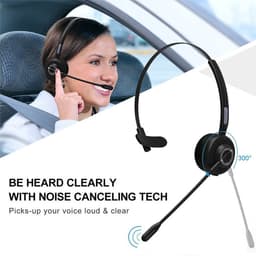 Headset met Microfoon Draadloos - Professionele Draadloze Headset - Voor Computer PC - Laptop - Office Koptelefoon - Bluetooth Koptelefoon — thumbnail 2