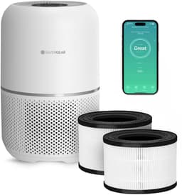 Luchtreiniger Pro met App Combideal 2x Vervangbare HEPA 13 Filter en UV-Lamp - Air Purifier - 165m3/u - Air Cleaner - 4 Standen - Koolstoffilter - Tegen Hooikoorts, Huisstofmijt, Allergie, Stof, Geur, Rook - Wit - Silvergear — thumbnail 1
