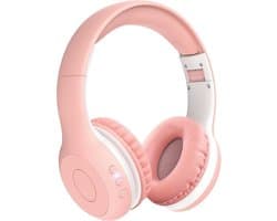 StayPowered Bluetooth Hoofdtelefoon voor Kinderen - Veilig en Kwalitatief Geluid - 85/94 dB Volumeregeling - 40 Uur Batterij - HD Microfoon - Opvouwbaar en Verstelbaar - Snelle Bluetooth 5.4 - Wit/Roze - Levering Sneller dan Aangegeven!