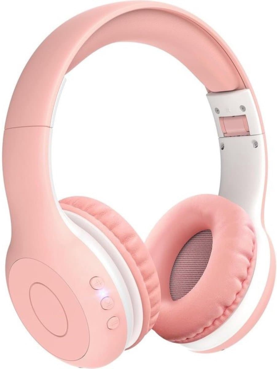 StayPowered Bluetooth Hoofdtelefoon voor Kinderen - Veilig en Kwalitatief Geluid - 85/94 dB Volumeregeling - 40 Uur Batterij - HD Microfoon - Opvouwbaar en Verstelbaar - Snelle Bluetooth 5.4 - Wit/Roze - Levering Sneller dan Aangegeven! — afbeelding 1