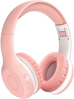 StayPowered Bluetooth Hoofdtelefoon voor Kinderen - Veilig en Kwalitatief Geluid - 85/94 dB Volumeregeling - 40 Uur Batterij - HD Microfoon - Opvouwbaar en Verstelbaar - Snelle Bluetooth 5.4 - Wit/Roze - Levering Sneller dan Aangegeven! — thumbnail 1