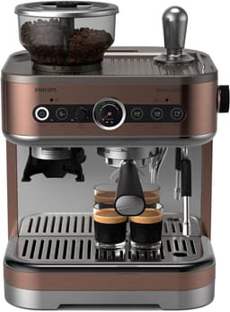 PHILIPS Barista Brew Semi Automatische Espressomachine - Enkele & Dubbele Espresso + Americano-knop, 280g Dual Bean Container, Gekalibreerd Tamponeren, Metalen Cappuccino (PSA3228/41) — thumbnail 1