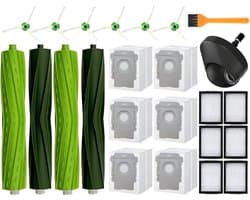 PolkaHome® 24-delige Vervangingsset voor iRobot Roomba e5 e6 e7 i1 i1+ i3 i3+ i4 i4+ i5 i5+ i6 i6+ i7 i7+ i8 i8+ – 4 Rollers, 6 HEPA-filters, 6 Zijborstels, 6 Stofzakken, 1 Voorwiel, 1 Reinigingsborstel – Accessoires & Onderdelen