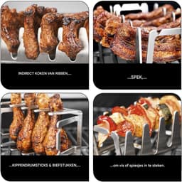 Multifunctionele grill - RVS grillrooster - Perfect voor vlees - Airfryer accessoire - Maximaal grillplezier en een echt krokante korst — thumbnail 7