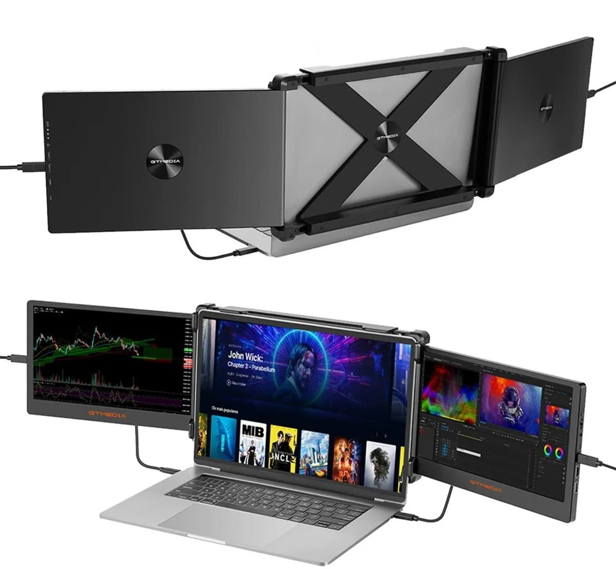 Portable Monitor - Tri Screen - Laptop Uitbreider - Full HD — afbeelding 1