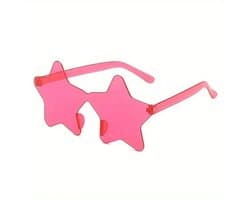 T.O.M.- Zonnebril Ster- Fucsia Roze- Sterren bril- Fucsia-Carnaval bril- Festival bril- Zonnebril Love- Foute Party bril- Grappige bril
