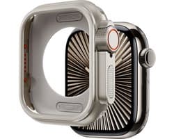 Bandz metalen hoesje geschikt voor Apple Watch 10 - 46mm & Apple Watch 11 - 46mm case case van hoogwaardig metalen materiaal - Robuuste bescherming (titanium kleur)