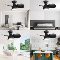 23 inch mini LED plafondventilator met 3 kleuren dimbaar, 3 ABS bladen, afstandsbediening DC-motor voor slaapkamer — thumbnail 4