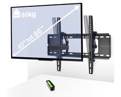 TV Muurbeugel Kantelbaar 40 t/m 86 inch – VESA 100x100 t/m 400x600 – Max 80kg – 15° Kantelbaar – TV Beugel met Waterpas – 67mm van Muur – Universeel geschikt voor Samsung LG Sony Televisie
