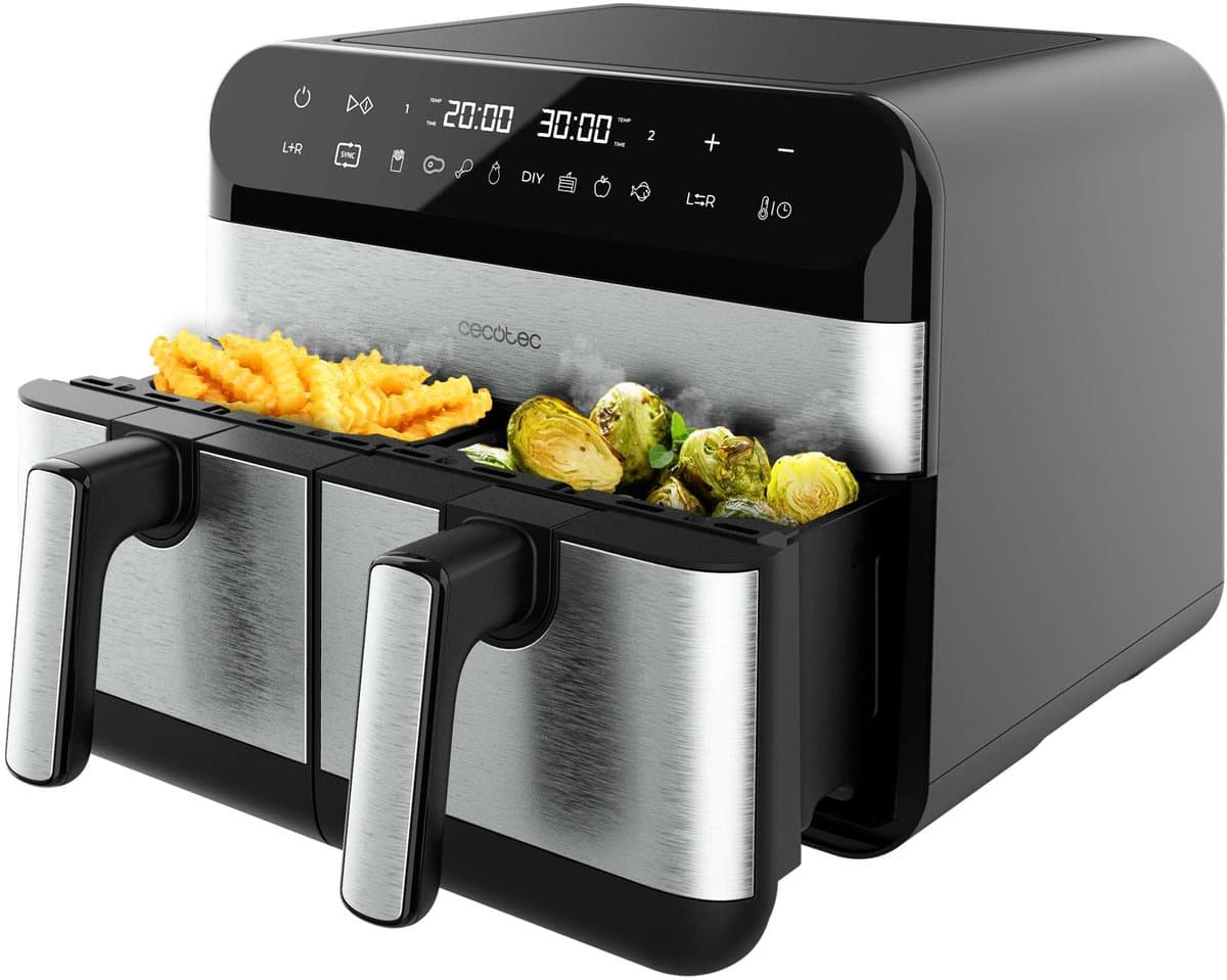 Cecotec Dubbele Airfryer XXL - 9 Liter - 8 Automatische Programma's - Krachtig 2800w Vermogen - Touchscreen - Sync Functie — afbeelding 1