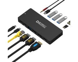 DirectGoods® 13 in 1 Tripple Display - USB C Hub – Docking Station Laptop - USB Splitter - USB C Naar HDMI - USB C 3.2 – USB-C 100W - 2x Displayport (DP) 4K - 1x HDMI 4K - RJ45 Gigabit - Premium Kwaliteit