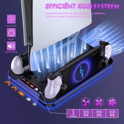 PlayCool all-in-one Multifunctionele RGB Oplaadstation- en Displaystandaard Geschikt voor PlayStation 5/ PS5 Slim/ PS5 Pro (Disc & Digital) & PlayStation Portal (incl. Screen Protector) - DualSense (Edge) controller — thumbnail 2