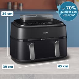 Philips 5000 Series Dual Basket Airfryer - NA551/00 - Stoomfunctie - Dubbele Mand - 9L - Tot 6 Personen — thumbnail 13