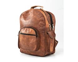 Rugtas “Urban Vintage” Echt Leer – Ruwe Leder - Cognac Bruin - 34 x 45 x 11 cm – A3 documenten / Laptop 16 inch – Atacama Model 012