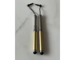 2 Stuks Uitschuifbare Touch Pen / Touchstift / Universeel / Compacte Stylus Pen / Touchscreen Pen / Tablet & Telefoon Touch Stift - Goud