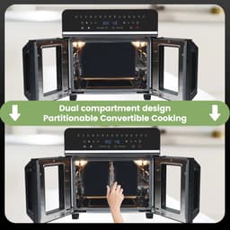 Heteluchtfriteuse – Airfryer - Airfryer Oven XXL - 23L - Dubbele Lades - 2200W - 240V - LED Touchscreen – 15 Programma’s - Kijkvenster - Zwart — thumbnail 6