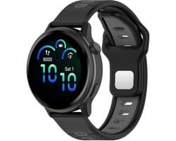 Stravo 22mm Smartwatch bandje - geschikt voor Samsung Galaxy Watch 46mm / Galaxy Watch 3 45mm / Gear S3 Classic & Frontier - Amazfit GTR 47mm / GTR 2 / GTR 3 - Pro - OnePlus Watch Sportief Tweekleurige Siliconen Horlogebandje – Zwart/Grijs