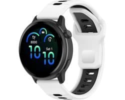 Stravo 20mm Smartwatch bandje - Geschikt voor Samsung Galaxy Watch 7 6 5 4 - Classic - Garmin Vivoactive 5 3 - Forerunner 245 - Venu SQ 2 - Vivomove - Huawei - Sportief Dubbelkleurig Siliconen Horlogebandje – Wit/Zwart