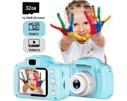 BDGoods® - Kindercamera Blauw - Fototoestel voor Kinderen - Kinderspeelgoed 3 jaar - Inclusief 32GB SD Kaart - Voor in Laptop / PC - Games - Kinderfototoestel Digitaal - Max 32GB SD Kaart - 1080HD - Foto's en Video's - Camera - Kinderspeelgoed 4 jaar
