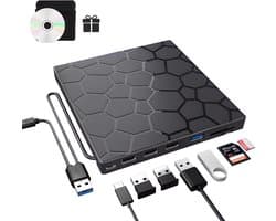 Narlix - Externe DVD Speler - Externe DVD speler voor laptop - DVD/CD Drive voor Laptop - Brander - Optical Drive - USB 3.0 & USB C - Geschikt voor Windows, MacOS en Linux