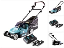 Makita DLM 432 PT4 accu grasmaaier 36 V ( 2x 18 V ) 43 cm borstelloos + 4x accu 5.0 Ah + dubbele lader — thumbnail 1