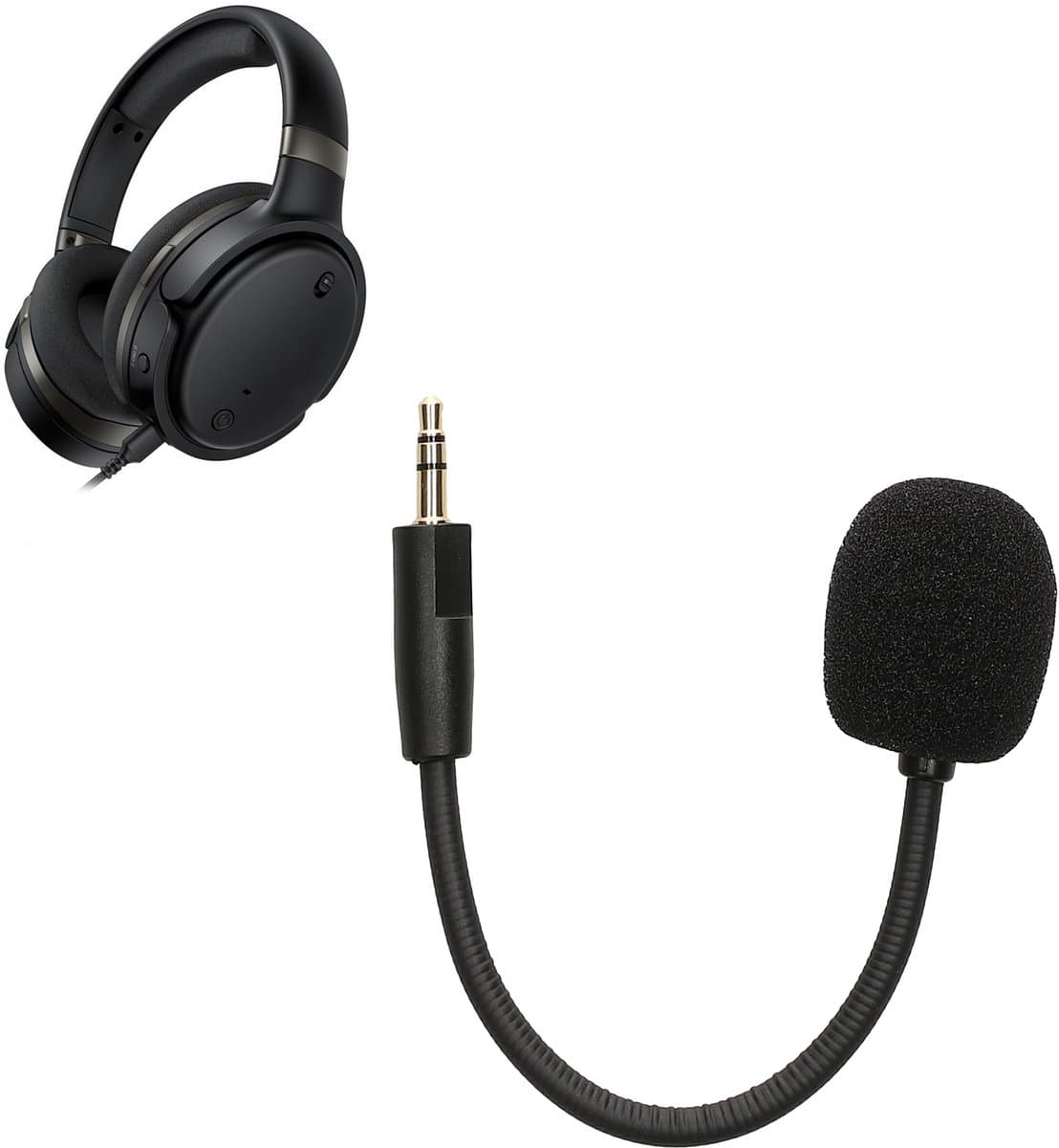 kwmobile microfoon voor gaming headset - geschikt voor Kingston Hyper X Cloud OrbitS - 10 cm - In zwart — afbeelding 1