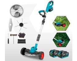 Handmaaier - Grasmaaier - Grastrimmer - Grasschaar - Grasmachine - 9-Inch - Borstelloze - Elektrische/Accu - Draagbare - Grastrimmer met Verstelbare Lengte - Inclusief 2x Accu - 21V/18V Compatibel - voor Tuingereedschap