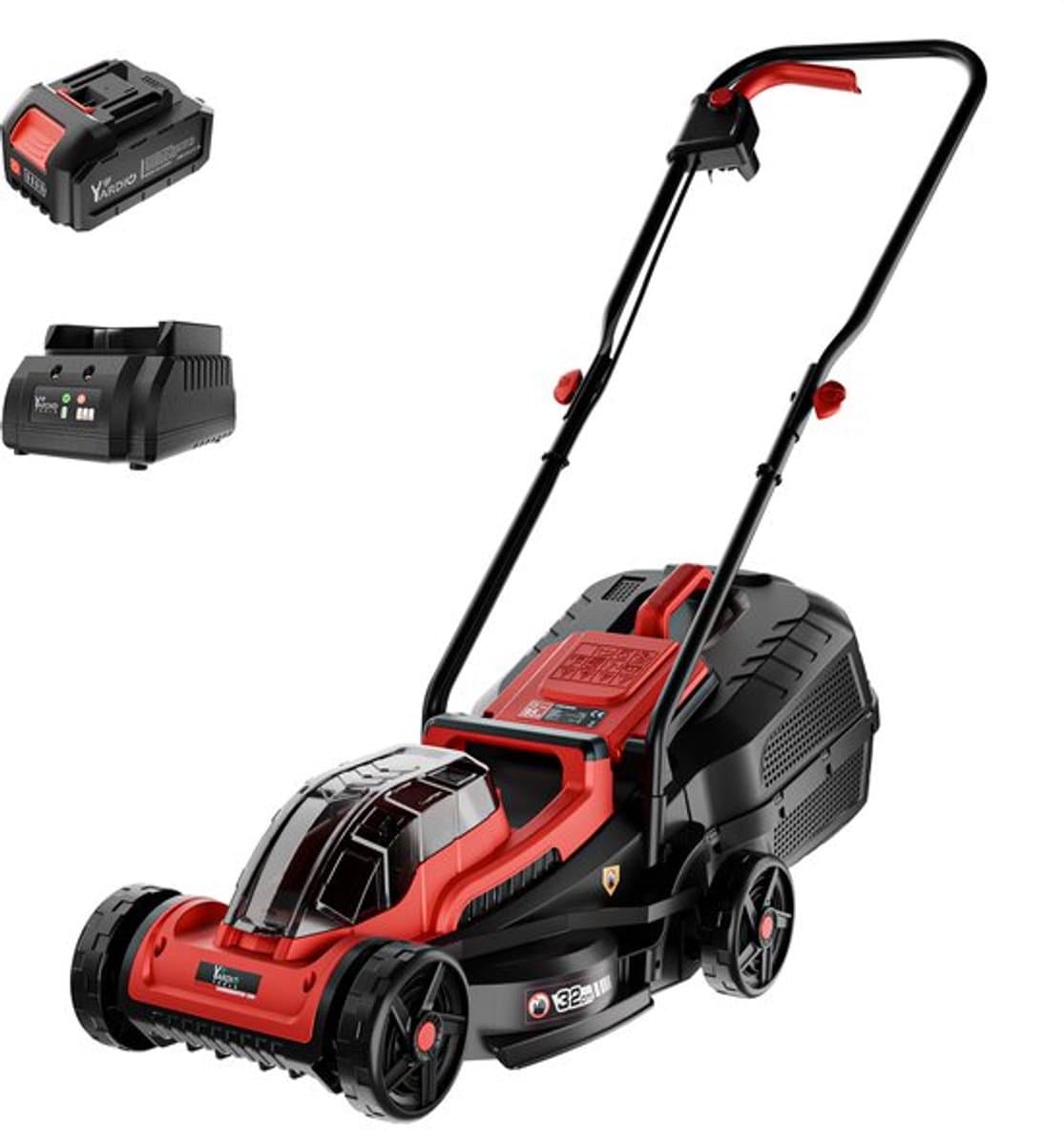 YARDIO Tools® - Grasmaaier Elektrisch - Grasmaaier Accu - Handmaaier - 320mm maaibreedte - 21v incl. 4.0a Accu en Snellader - tot 50m2 - Lawnmaster 320 - LawnMaster320-4.0aBAT — afbeelding 1