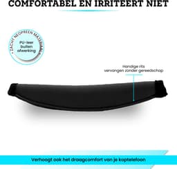 Somstyle Hoofdband Cover Geschikt voor Bose Quiet Comfort 2, QC15, QC25, QC35, QC2, QC3, AE2 & AE2i Koptelefoon - Neopreen - Band voor Hoofdtelefoon - Zwart — thumbnail 3