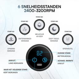 NueNext Massage Gun Professioneel Met Verlengarm - Massage Pistool mini - Sport en Relax Massage Apparaat - Warme & Koude Stand - 6 Massagekoppen - Krachtig en Draadloos - Zwart — thumbnail 4