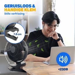 Vulpes Goods® Tech - Tafelventilator MAX - Ventilator - Oplaadbaar & Draadloos - Stille USB Ventilator met Afstandsbediening - 5 Snelheden & Verlichting - Ultra Stil - 12000 mAh & Powerbankfunctie - Zwart — thumbnail 3