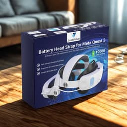 JustValue Elite Strap met Accu en VR Cover geschikt voor Meta Quest 3 – 10000mAh – Verstelbare Hoofdband – Comfort Accessoire – Ergonomisch Design – Geschikt voor Oculus Quest 3 – VR Headstrap met Batterij — thumbnail 2