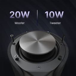 HiFuture Ripple-Luidspreker: Bluetooth 5.3, Draagbare krachtige basluidspreker, tot 12 uur speeltijd, 30 W draadloze muziekdoos, IPX7 water- en stofbestendig, 10 meter bereik, 10 W snel opladen, Kleur Zwart — thumbnail 4
