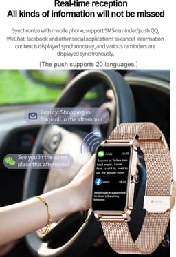 DrPhone Ai Hydro2 Smartwatch - Vrouwen / Dames Horloge – Hartslag / Bloeddruk & Zuurstof Metingen – Menstruatie- en slaapmonitor - Stappenteller - 12 sportactiviteiten - Rosegold — thumbnail 3