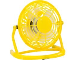 Kleine USB ventilator - bureau ventilator - geel - kunststof - 15 x 9 cm
