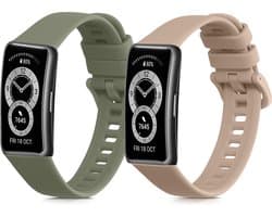 kwmobile 2x horlogebandjes geschikt voor Huawei Band 10 / 9 / 8 bandje - Smartwatch bandjes van TPU - Activity tracker horloge band in oudroze / pastelgroen