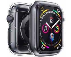 Strap-it Siliconen Case - Bescherming geschikt voor Apple Watch 4/5/6/SE case - Hoesje geschikt voor Apple Watch 40mm case - Transparant - iWatch cover voor maat 40 mm