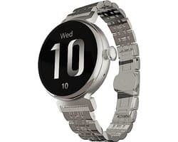 HiFuture Aura Smartwatch dames, 1,08 inch roestvrijstalen AMOLED-display, Stappenteller, Hartslagmeter, polshartslagmeter, echte Sp02-sensoren, IP68 waterdicht, activiteitenteller, magnetische lading compatibel met Android en iOS, kleur (Zilver)