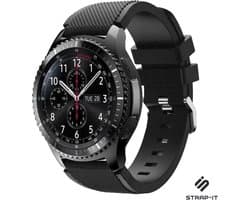 Strap-it siliconen smartwatch bandje 22mm geschikt voor Samsung Galaxy Watch 1 (46 mm) / Galaxy Watch 3 (45 mm) / Gear S3 Classic & Frontier (zwart) – flexibel, waterbestendig en comfortabel horlogebandje
