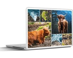 Laptop sticker - 15.6 inch - Schotse Hooglander - Berg - Zee - 36x27,5cm - Laptopstickers - Laptop skin - Cover