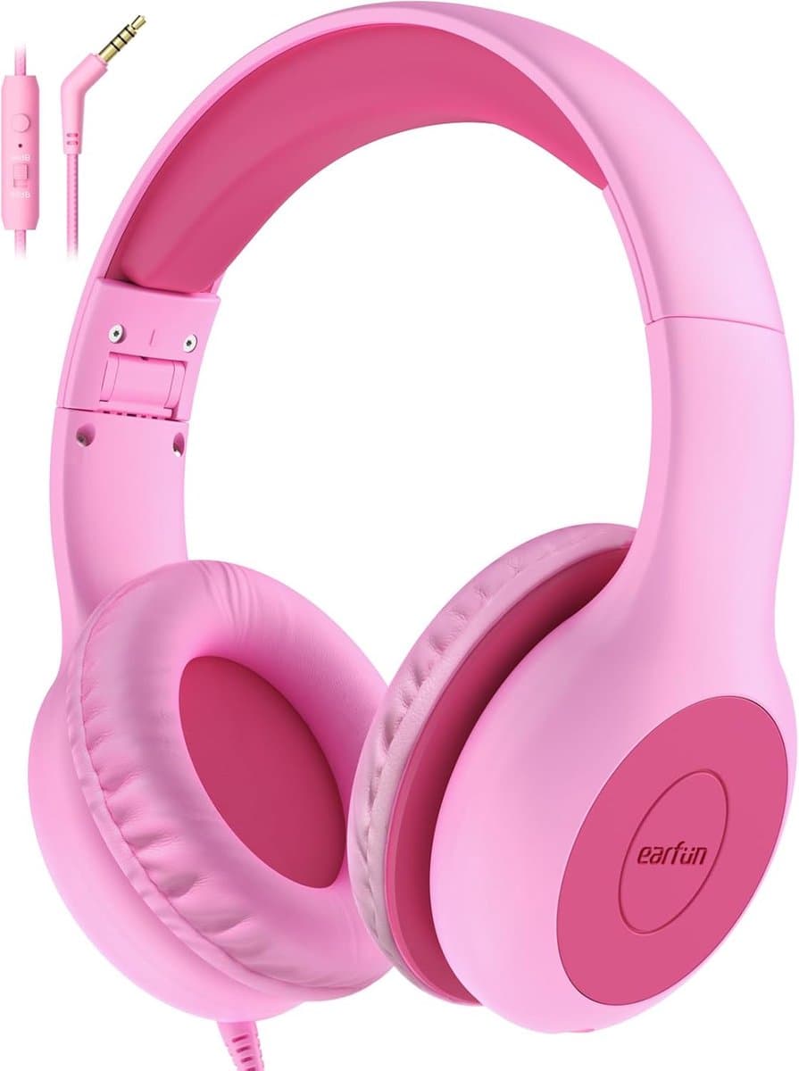 Intelectro Koptelefoon voor Kinderen - Veiligheid en Plezier in Eén! - Hoogwaardige Stereogeluid - Comfortabele Draagervaring - HD Microfoon - Volumeregeling - Brede Compatibiliteit en Audio Delen - Roze - Levering Sneller dan Aangegeven! — afbeelding 1