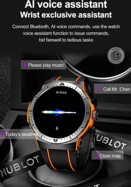 WizBay Premium Select® 1,43 Inch AMOLED Sport Smartwatch Zwart Oranje - Bluetooth Bellen - Hartslag Bloeddruk Zuurstof - IP68 Waterdicht - 100+ Sportstanden - 466x466 — thumbnail 3
