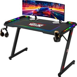 For The Win Gaming Bureau met LED Verlichting - 120x74x60 cm - Game Bureau - Incl. RGB Muismat - Gaming Desk - Computer Tafel - Gaming Tafel — thumbnail 1