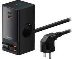 Baseus GaN 65W Fast Charge Laadstation met AC/USB-C/USB-A Zwart