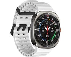 Stravo Ocean siliconen smartwatch bandje - Geschikt voor de Samsung Galaxy Watch Ultra 47mm - Zacht siliconen horlogebandje voor Samsung Galaxy Watch Ultra / Ultra 2025 - Wit