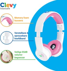 Clevy Hearsafe (Max 85 dB) - Koptelefoon voor kinderen met case - Roze - Ontworpen voor de schoolklas - Kids Headphone - Headset — thumbnail 5