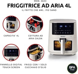Ariete 4633 Airfryer 4L 1400W Wit — thumbnail 3