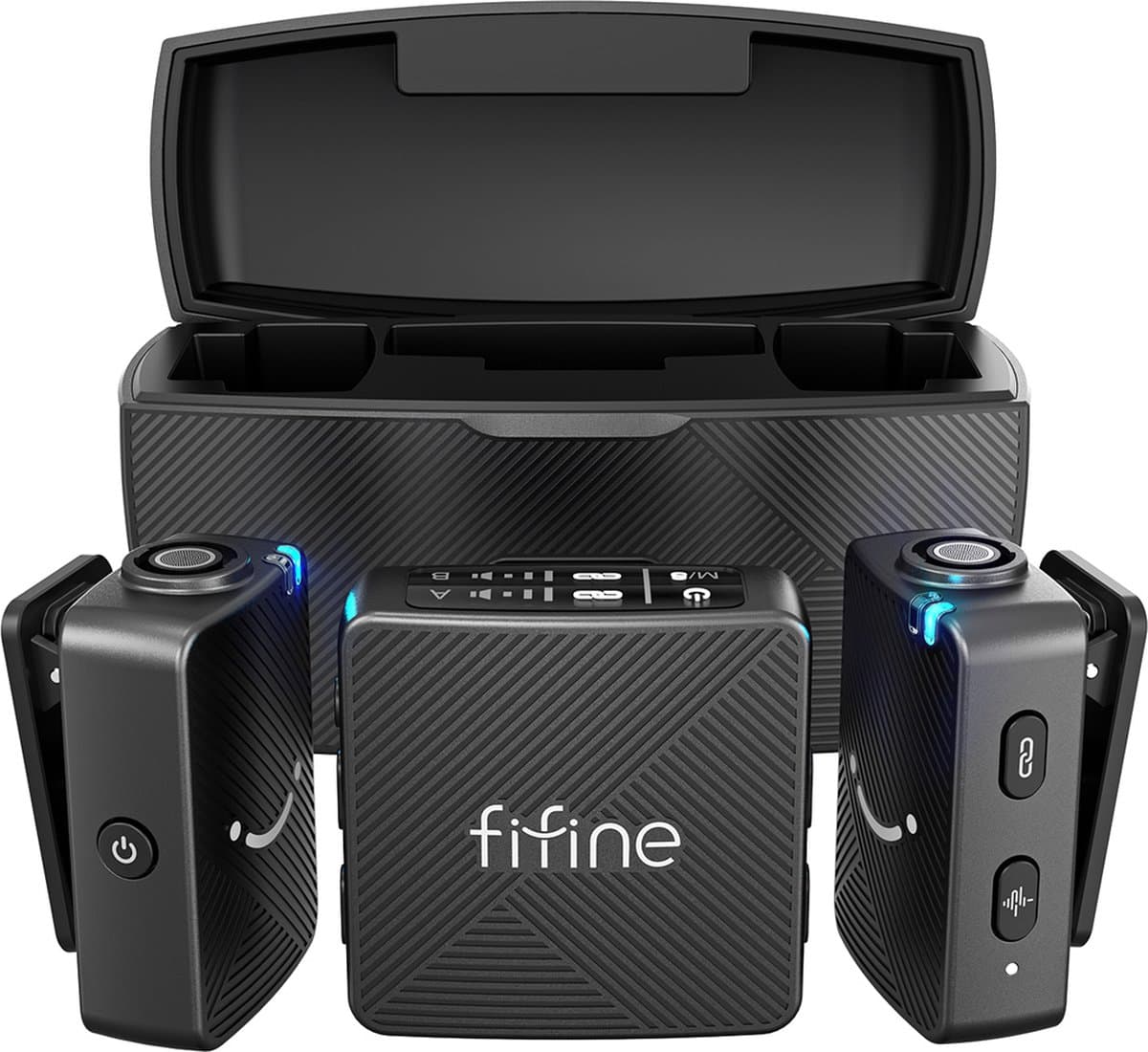 FIFINE - M9 - Dasspeld Microfoon - Lavalier - Draadloos Systeem Lavalier - 2 Stuks - USB-C - Telefoon / Tablet / PC -Met Opbergcase — afbeelding 1