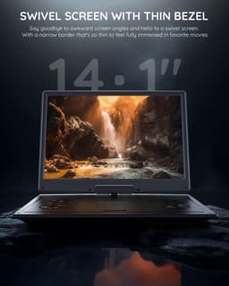15,7 inch Draagbare dvd-speler met 14,1 inch HD draaibaar scherm, 6 uur oplaadbare batterij, ondersteuning voor Sync TV, USB, SD-kaart en meerdere schijfformaten, dubbele luidspreker — thumbnail 4