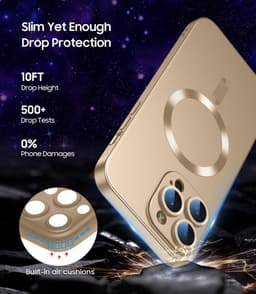 AziLine Magnetische Premium Goud Hoes voor iPhone 16 Pro Max – Stijlvolle Bescherming met Ingebouwde MagSafe en Camera Lens Bescherming Geschikt voor Apple iPhone 16 Pro Max — thumbnail 5